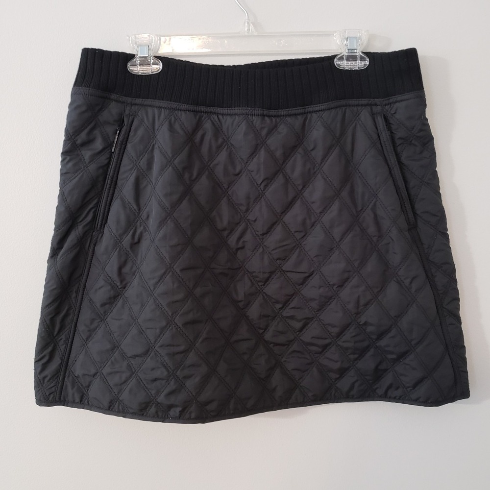 Prana Diva Quilted Short Skirt Medium Outdoor Hike Layer Pockets Pull On Black
